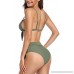 ioiom Women Sexy High Waist Swimsuits Tie Knot Front 2PS Bikini Set Green B07NVCZ3SS